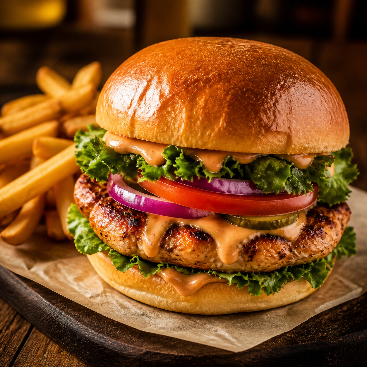 Kyllingeburger-menu
