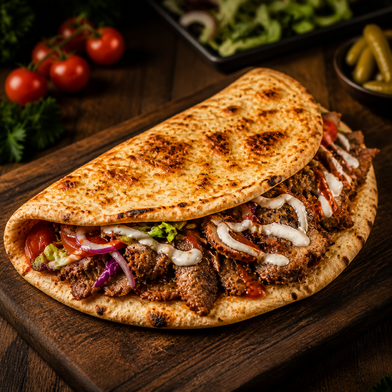 Halvindbagt kebab